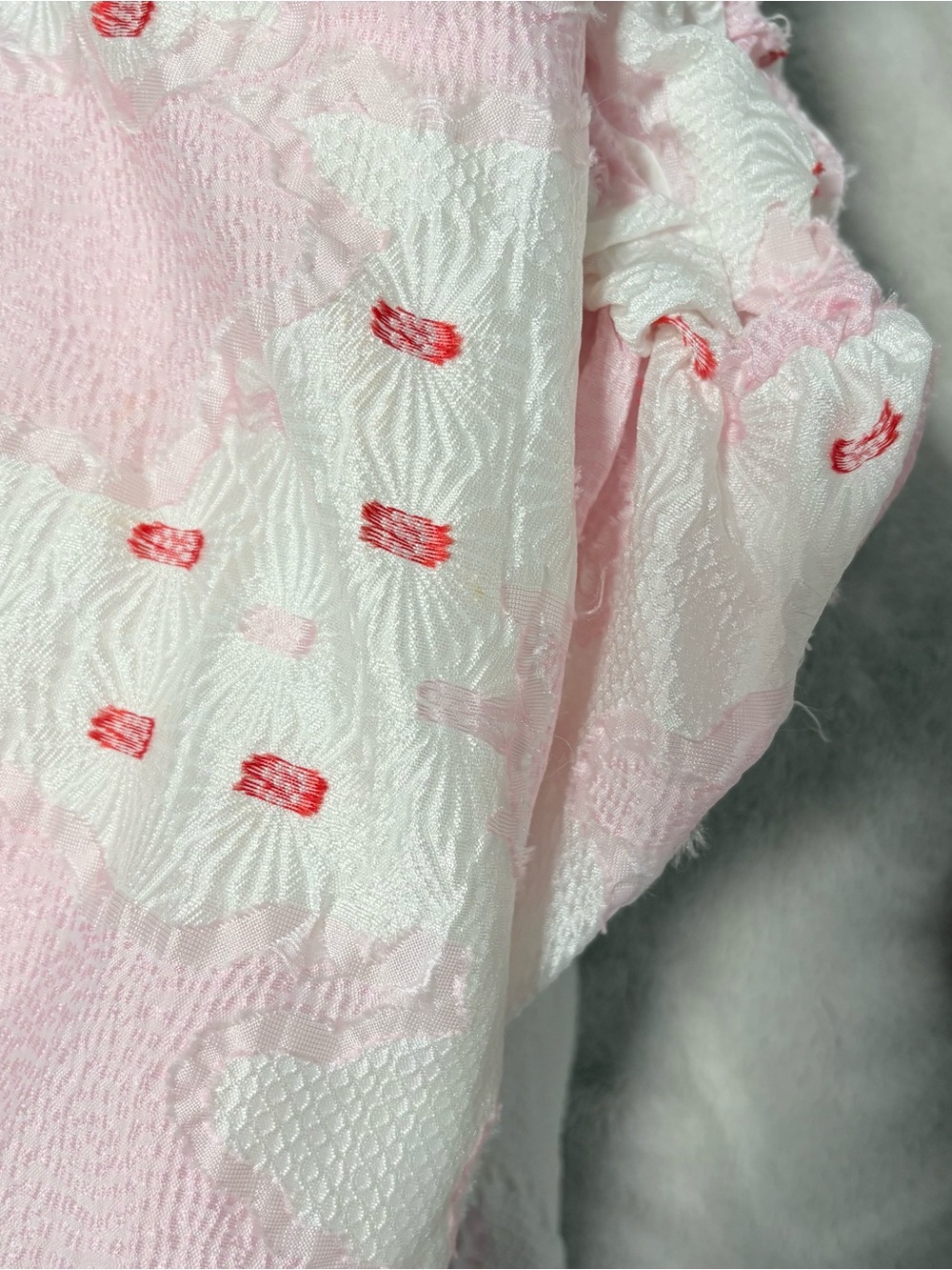 Sister Jane Red, White and Pink Puff Sleeve Babydoll Top medium - Picture 10 of 12